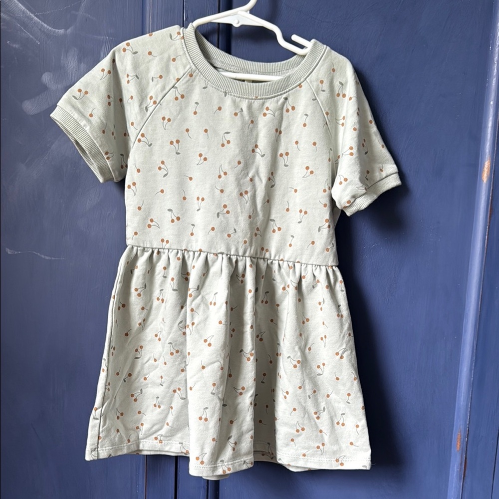 Rylee + Cru Green/Gray Dress with Cherry Pattern
